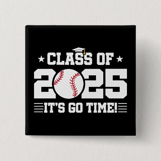 Honkballer Afstuderen Klasse van 2025 Senior Vierkante Button 5,1 Cm (Voorkant)