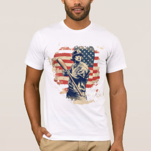 Honkballer Amerikaanse vlag T-shirt