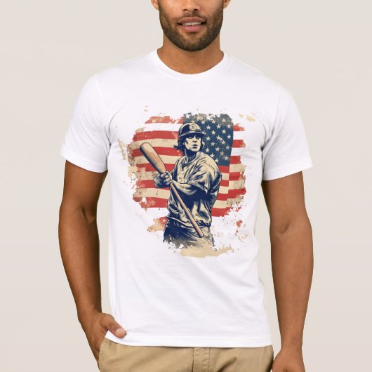 Honkballer Amerikaanse vlag T-shirt (Voorkant)