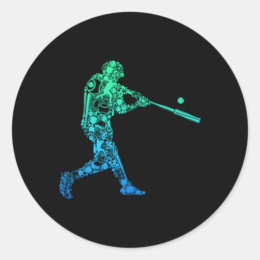 Honkballer Batter Jeugd Ronde Sticker (Voorkant)