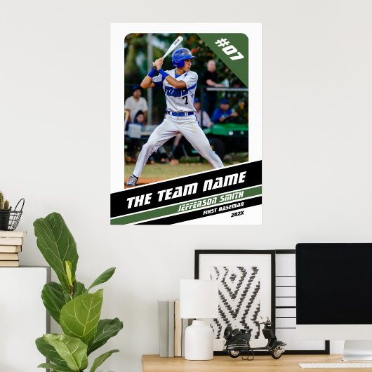 Honkballer  cadeau in wit groen poster (Thuiskantoor)