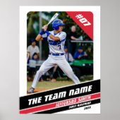 Honkballer cadeau in wit rood poster (Voorkant)