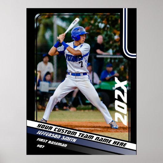 Honkballer Custom Gift in Blauw Poster (Voorkant)