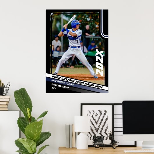 Honkballer Custom Gift in Blauw Poster (Thuiskantoor)