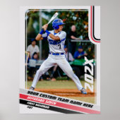 Honkballer Custom Gift in Grijs Rood Poster (Voorkant)