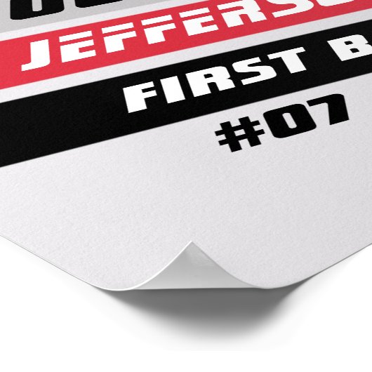 Honkballer Custom Gift in Grijs Rood Poster (Hoek)