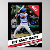 Honkballer Custom Gift Zwart Wit Rood Poster (Voorkant)