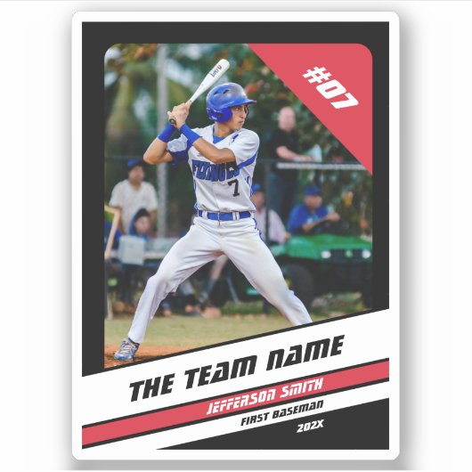 Honkballer Custom Gift Zwart Wit Rood Sticker (Voorkant)