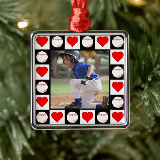 Honkballer Custom Sport Foto Kerstmis Metalen Ornament (Boom)