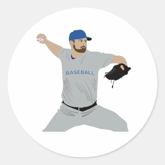 Honkballer gooien de bal ronde sticker (Voorkant)