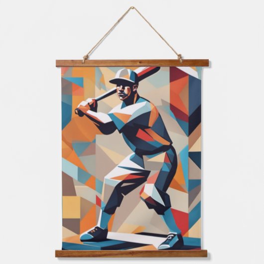 Honkballer kubist wandtapijt hangend wandkleed (Voorkant)