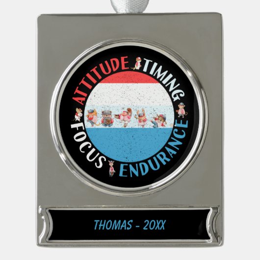 Honkballer Mindset - Rood Wit Blauw Verzilverd Banner Ornament (Voorkant)