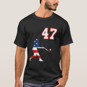 Honkballer nummer 47 met Amerikaanse vlag T-shirt