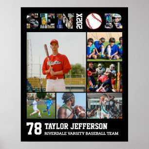 Honkballer Senior Night Sport Fotocollage Poster