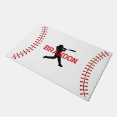 Honkballer Silhouet met naam Sport Thema Deurmat (Schuin)