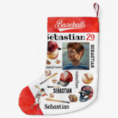 Honkballer Softball GEPERSONALISEERDE Foto & Naam Kleine Kerstsok (Achterkant)