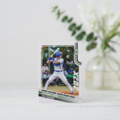 Honkballer Trading Kaart Custom Groen Grijs Contactkaartje (Staand voorkant)