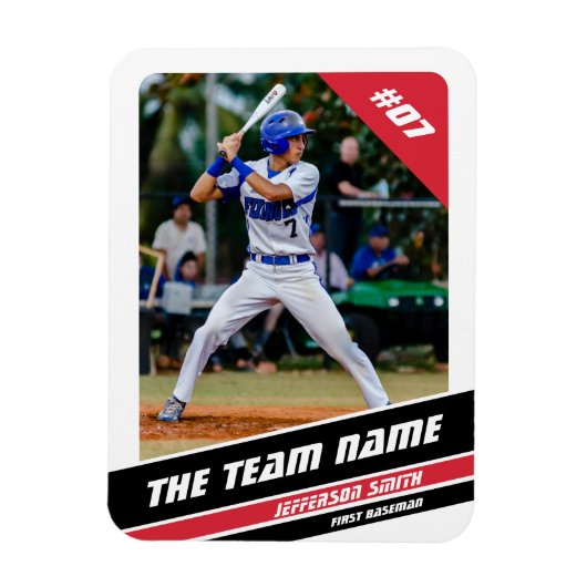 Honkballer  Wit Rood Magneet (Verticaal)