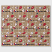 Honkbalpatroon Kinder naam Cadeaupapier (Vlak)
