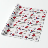 Honkbalpatroon Kinder naam Cadeaupapier (Uitgerold)