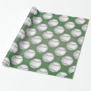 Honkbalpatroon op groen cadeaupapier