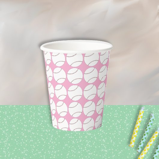 Honkbalpatroon Roze Papieren Beker
