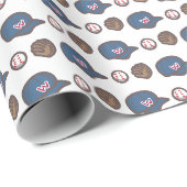 Honkbalpet, handschoen en bal patroon cadeaupapier (Rol Hoek)