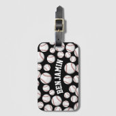 Honkbals Bij de Boot Custom Naam Zwart Bagagelabel (Voorkant (verticaal))