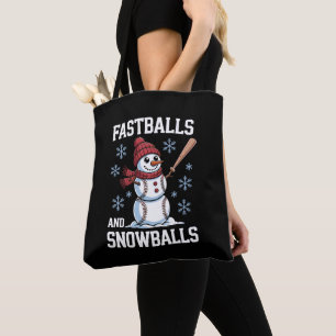 Honkbals En Sneeuwballen Baseball Sneeuwman Kerstm Tote Bag