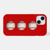 Honkbals in een rij iPhone 15 case (Achterkant horizontaal)