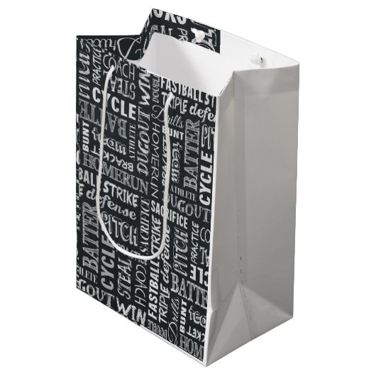 Honkbalscorebord woorden en termen medium cadeauzakje (Voorkant Gekanteld)