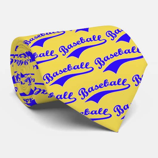 Honkbalscript in blauw stropdas (Opgerold)