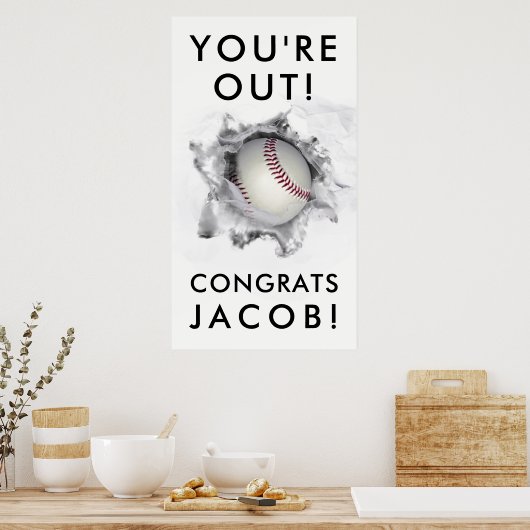 honkbalsenior afstuderen poster (Keuken)