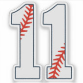 Honkbalshirt nummer 11 sticker (Voorkant)