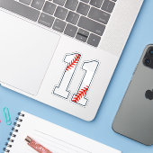 Honkbalshirt nummer 11 sticker (Laptop met iPhone)