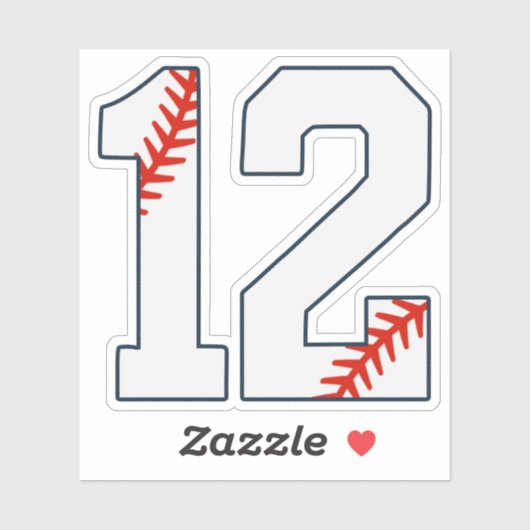 Honkbalshirt nummer 12 sticker (Vel)