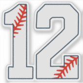 Honkbalshirt nummer 12 sticker (Voorkant)