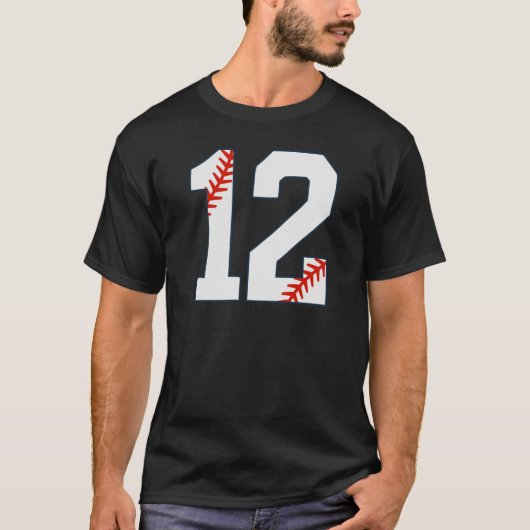 Honkbalshirt nummer 12 t-shirt (Voorkant)