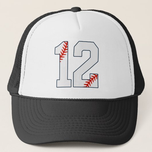 Honkbalshirt nummer 12 trucker pet (Voorkant)