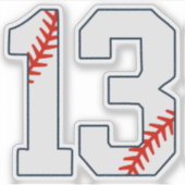 Honkbalshirt nummer 13 sticker (Voorkant)