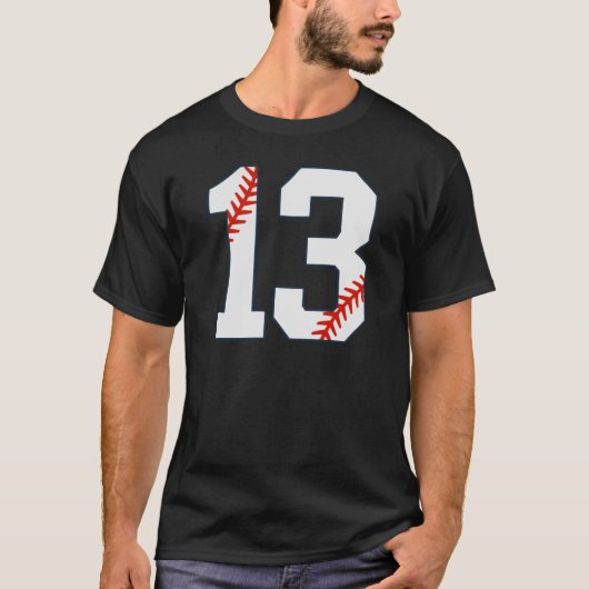 Honkbalshirt nummer 13 t-shirt (Voorkant)