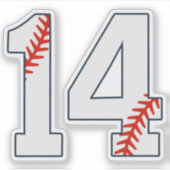 Honkbalshirt nummer 14 sticker (Voorkant)