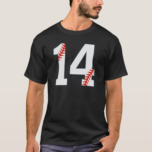 Honkbalshirt nummer 14 t-shirt (Voorkant)