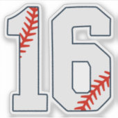 Honkbalshirt nummer 16 sticker (Voorkant)