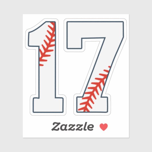 Honkbalshirt nummer 17 sticker (Vel)