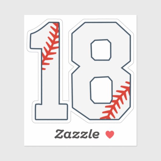 Honkbalshirt nummer 18 sticker (Vel)