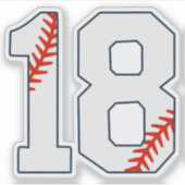 Honkbalshirt nummer 18 sticker (Voorkant)