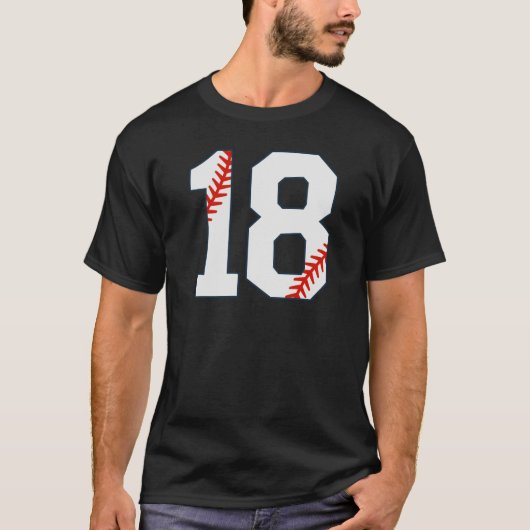 Honkbalshirt nummer 18 t-shirt (Voorkant)