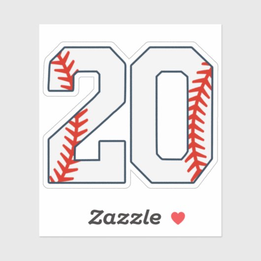 Honkbalshirt nummer 20 sticker (Vel)
