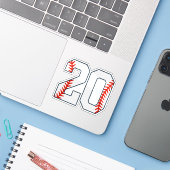 Honkbalshirt nummer 20 sticker (Laptop met iPhone)